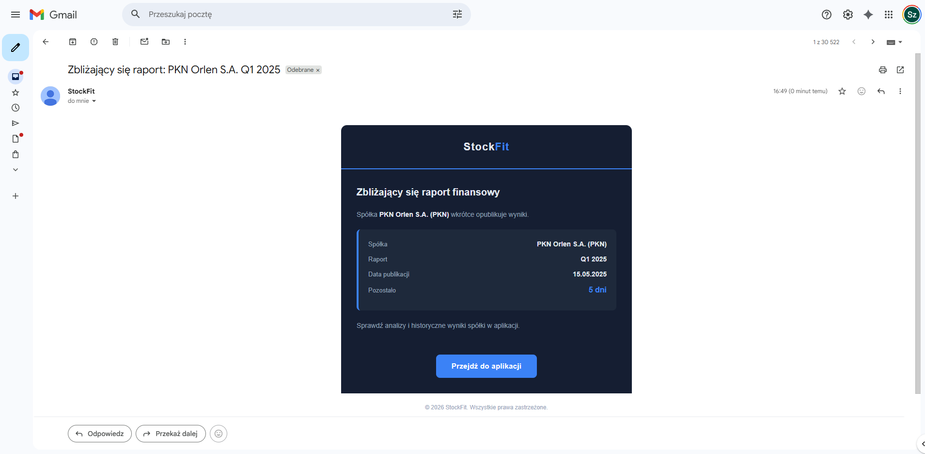 Powiadomienia o nadchodzących wydarzeniach